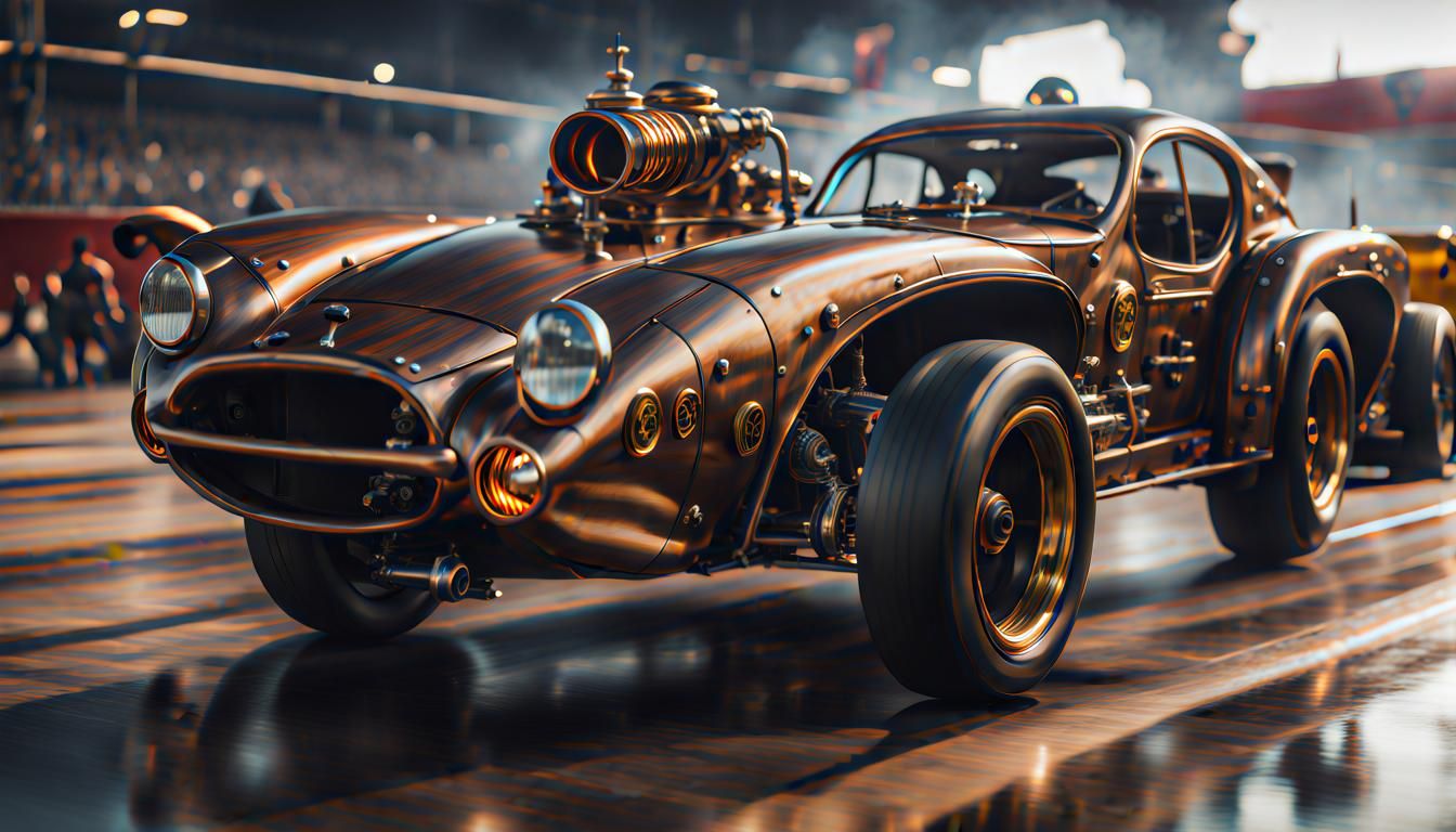 Steampunk Drag Racer in Hyperrealistic Race