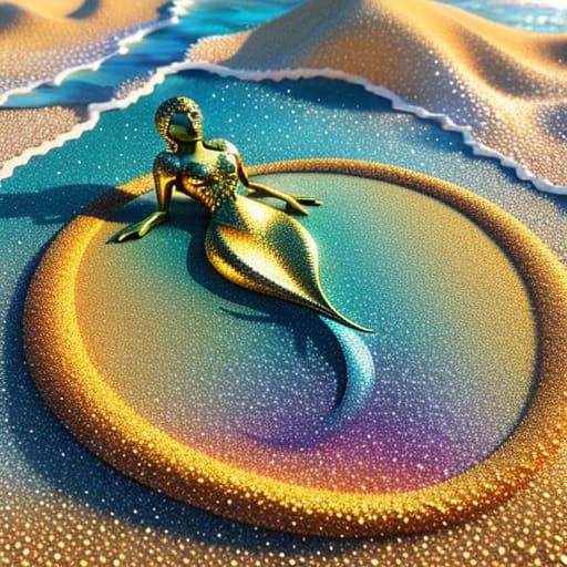 Surreal Sand Art Mermaid: Macro Photography Masterpiece