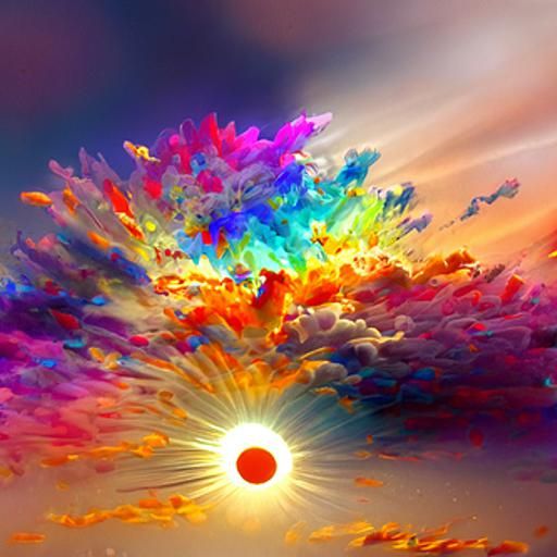 Radiant Colorful Sun Art