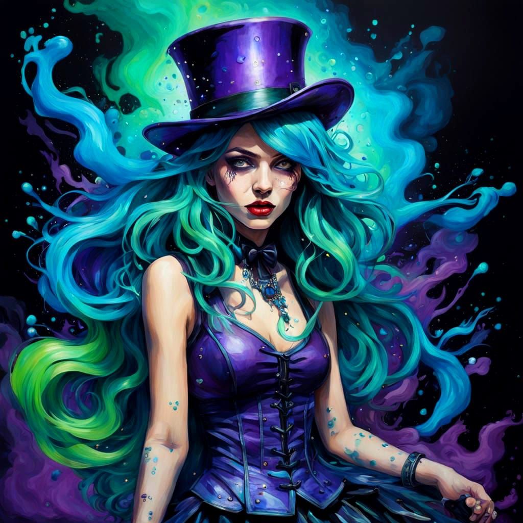 Spectacular Hyperrealistic Angelic Enchantress in Top Hat