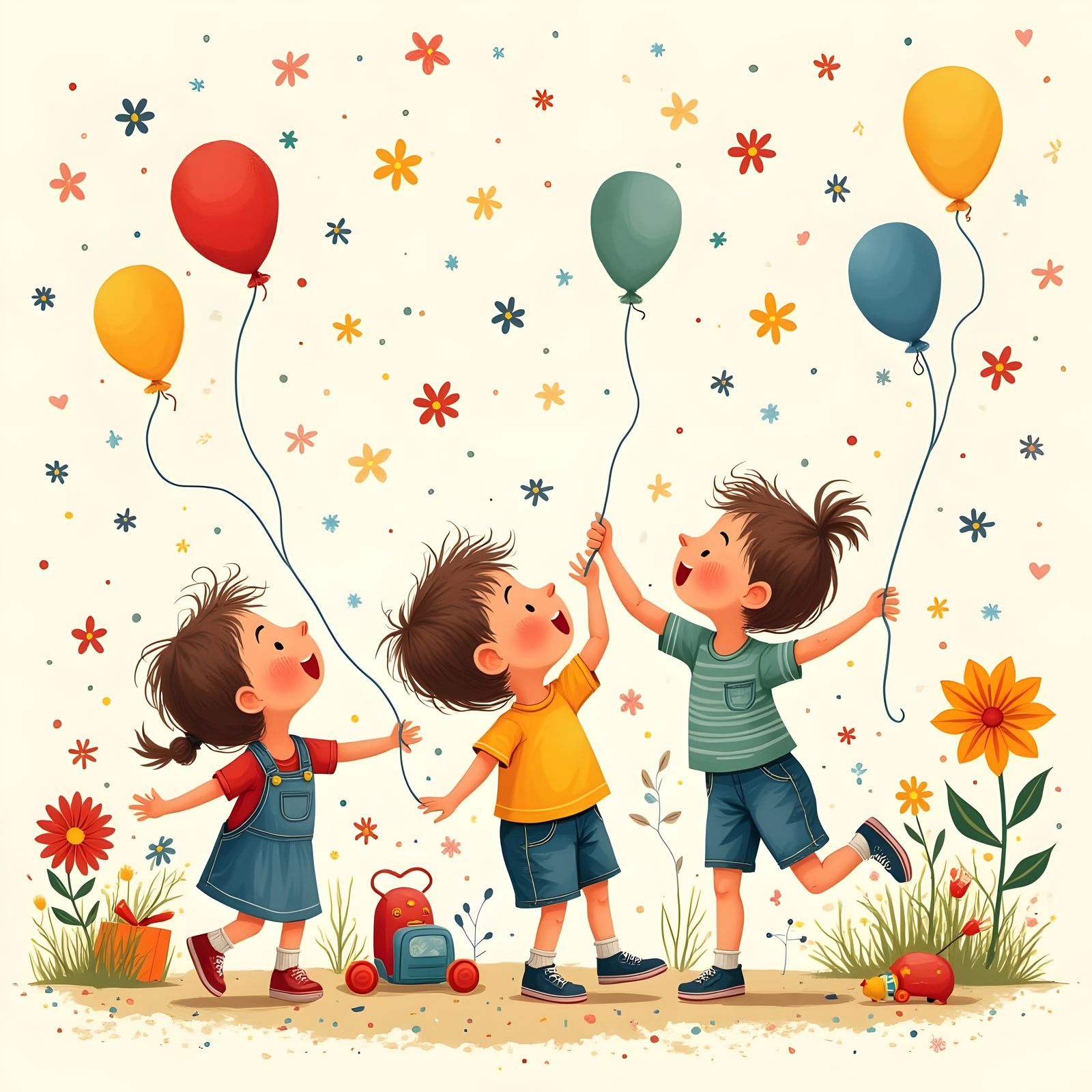 Vibrant Children's Album Cover Art in Cartoon Style