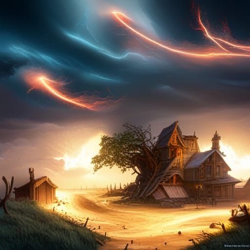Stormy Village: Dark Fantasy Concept Art