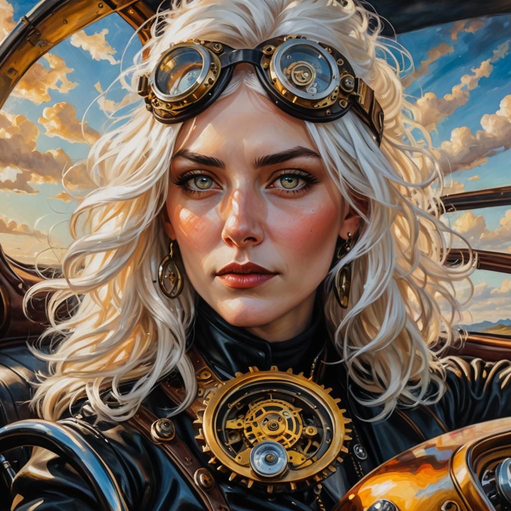 Steampunk Woman Portrait in Hot Rod Car