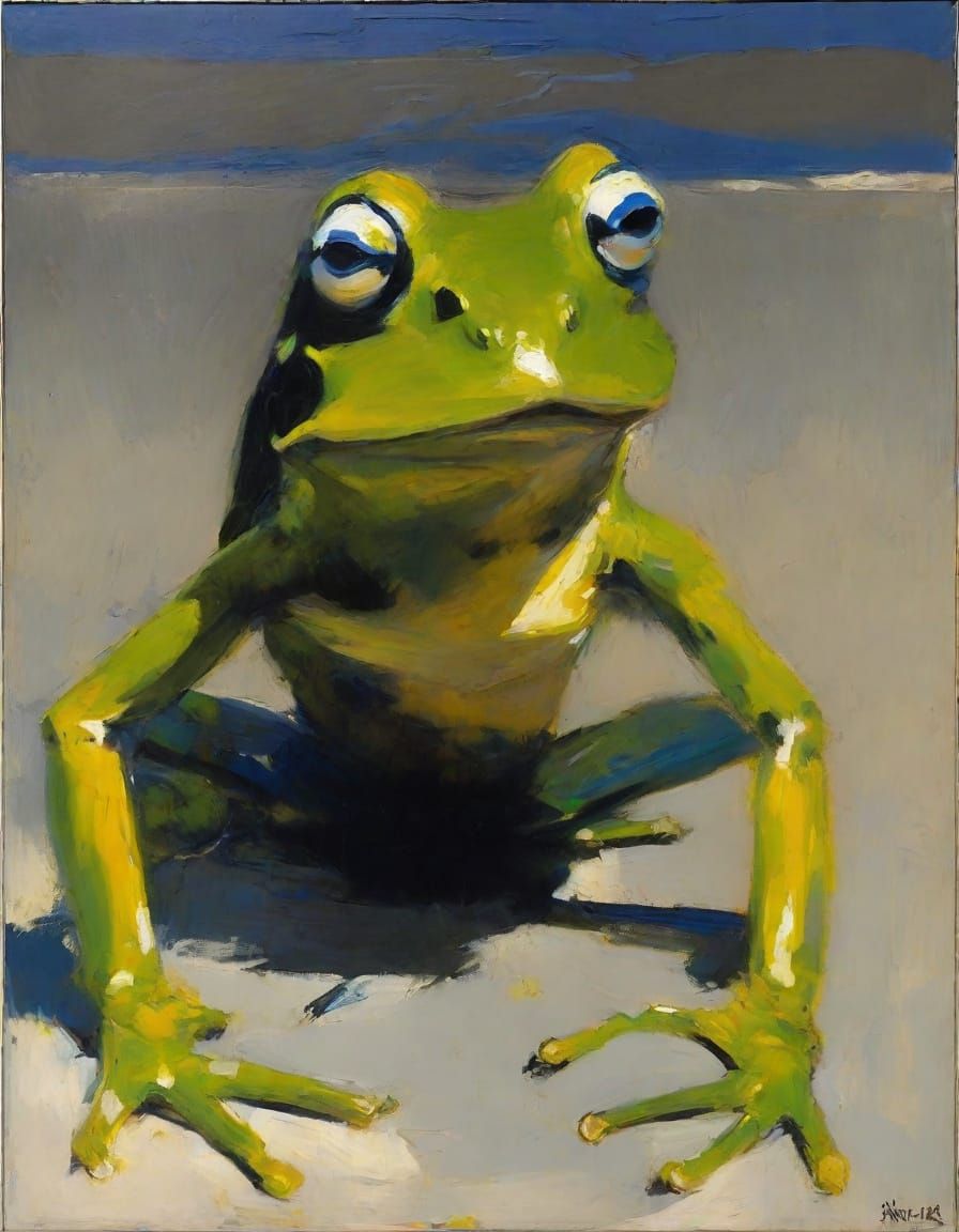 Shocked Frog in Expressionist Impasto Style