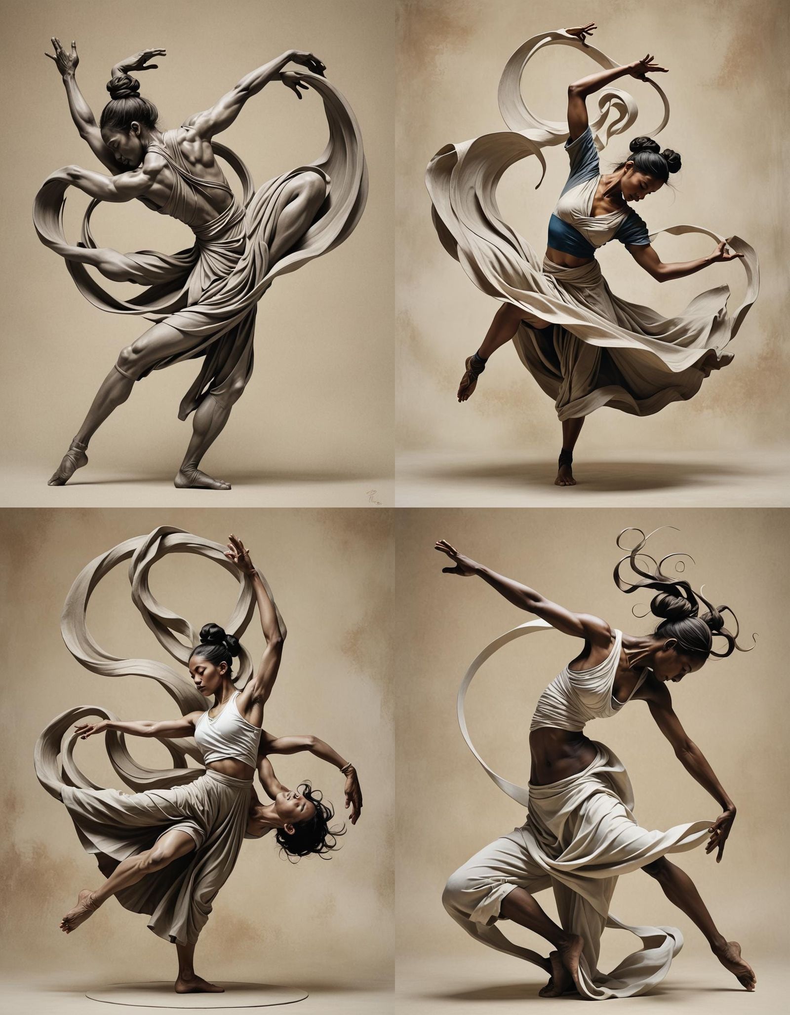 Dynamic Yoga Dancer in Expressive Sculptural Style