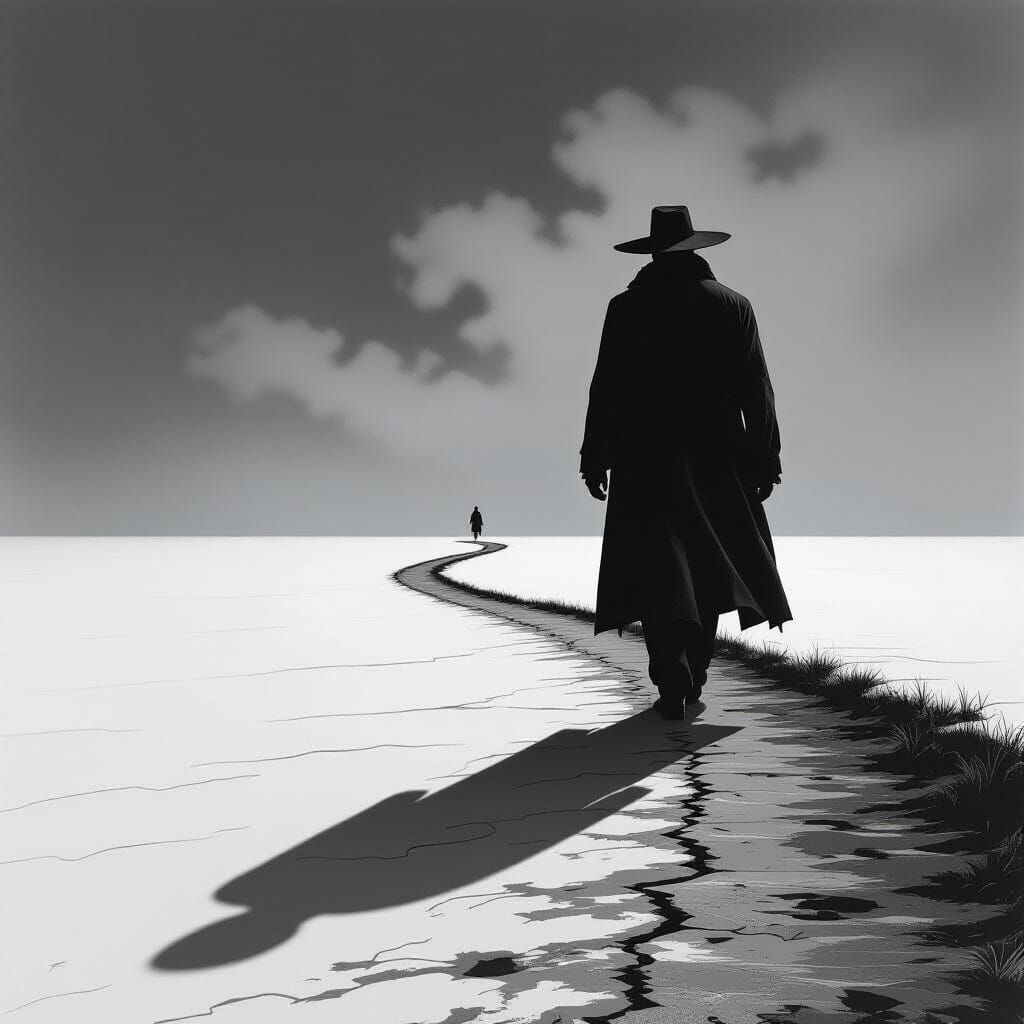Surreal Sky Walker in Black and White