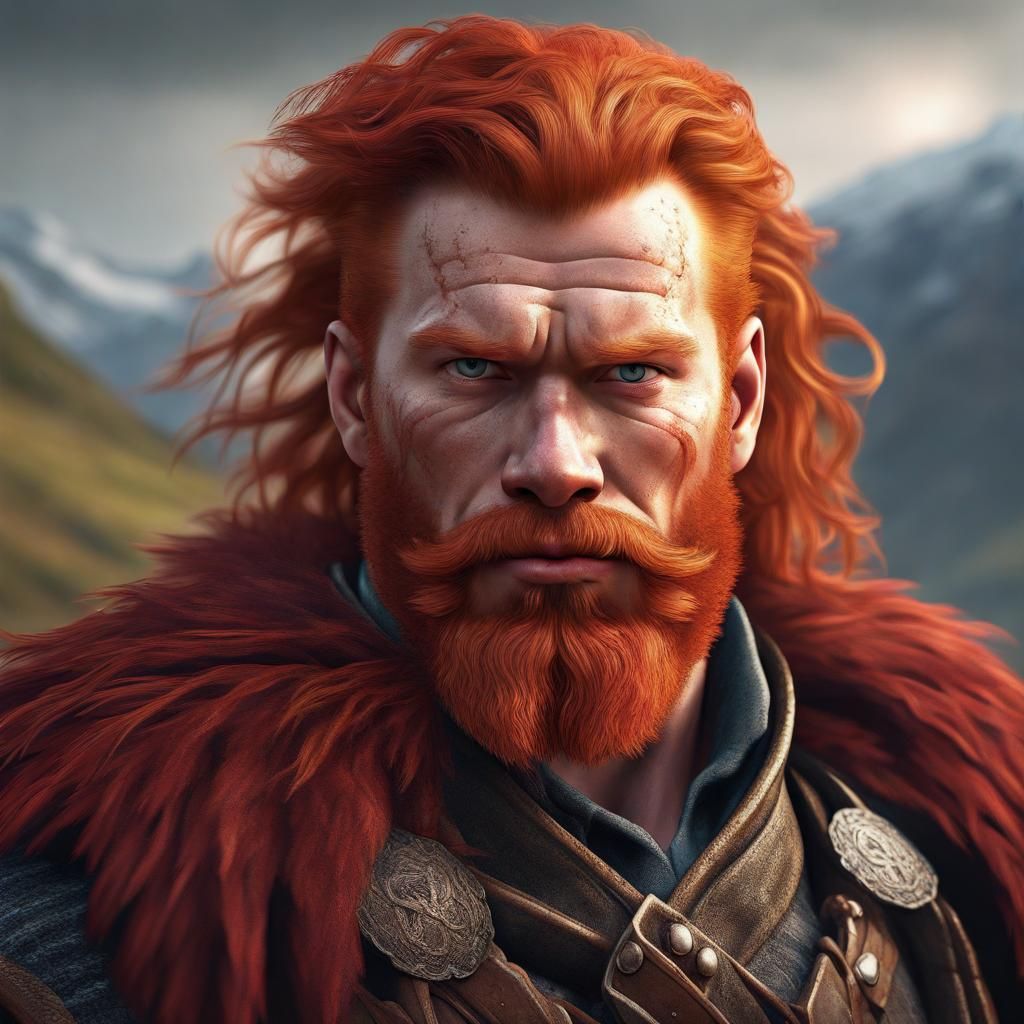 A gorgeous red headed Scottish highlander, playful, edgy, ha...