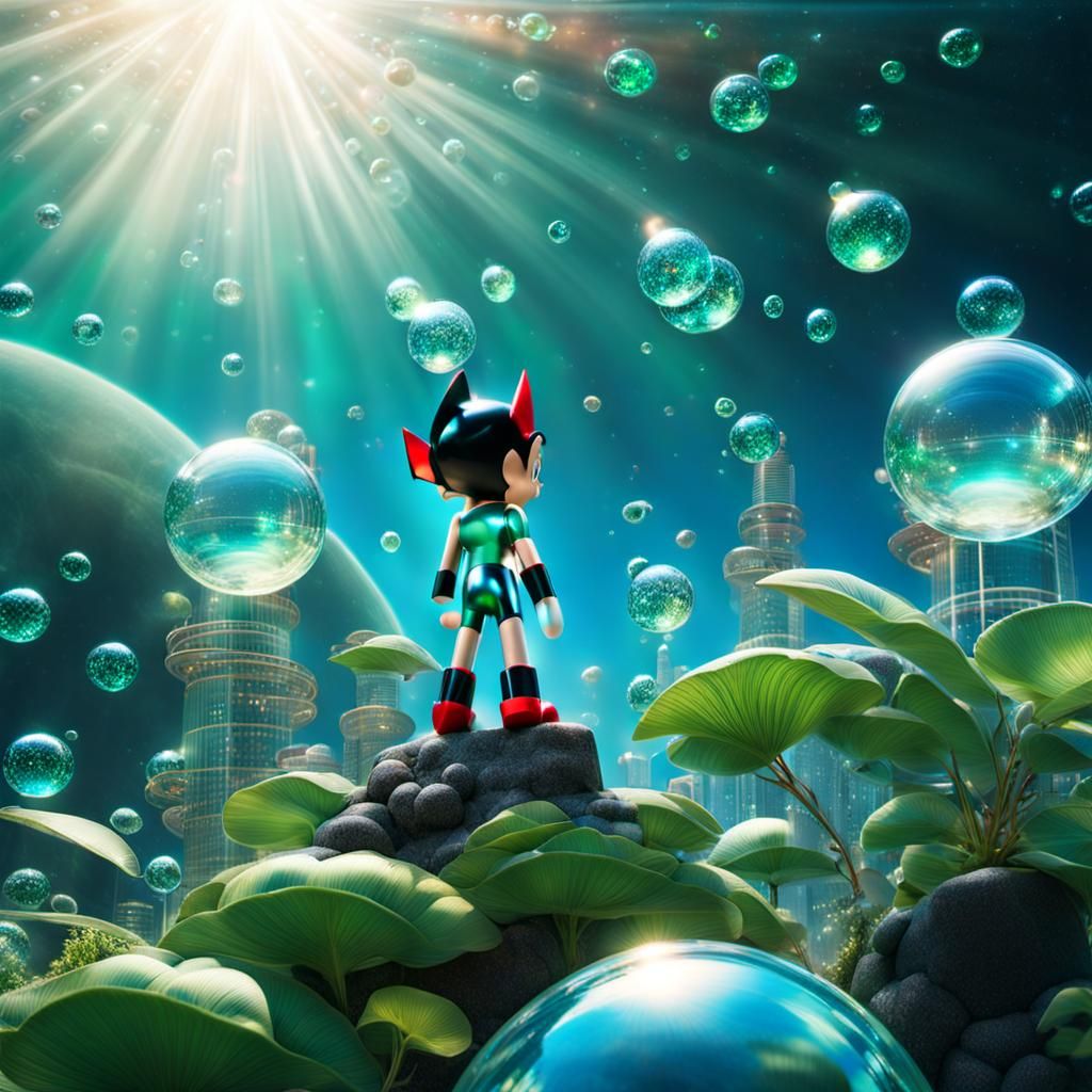 Astro Boy in Skeuomorphic Abstract Tech Style