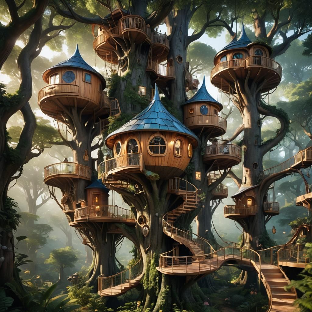Enchanted Forest: Unconventional Treehouses in Ethereal Ligh...