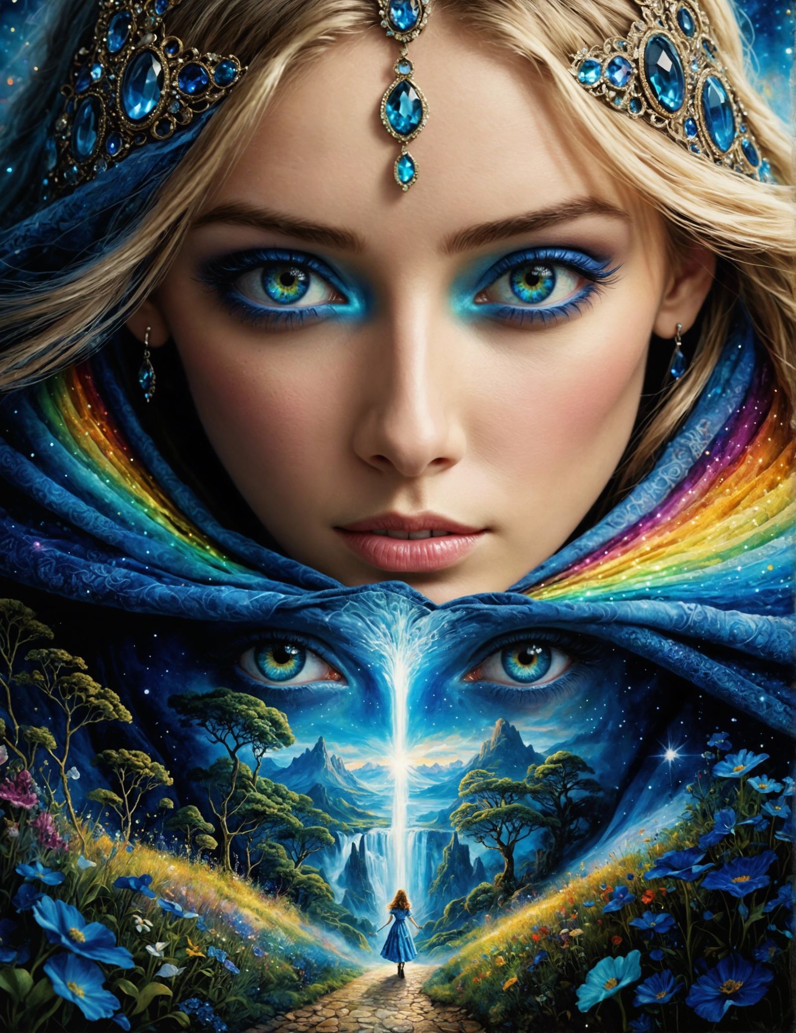 Cinematic Sky Alice in Bioluminescent Starscape