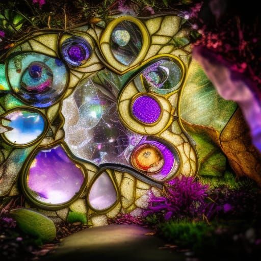 Ethereal Shattered Glass Heart in Fairy Garden