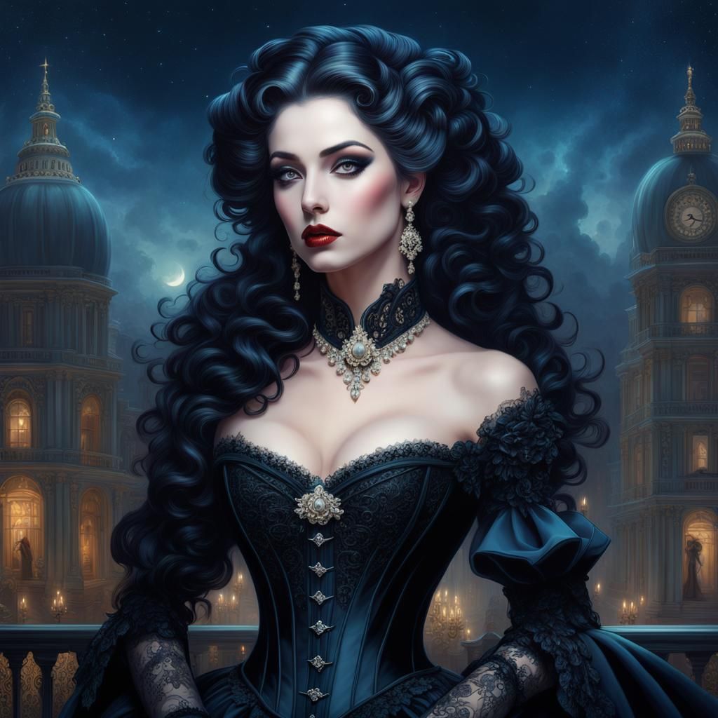 Rococo Portrait of Lady in Velvet and Lace