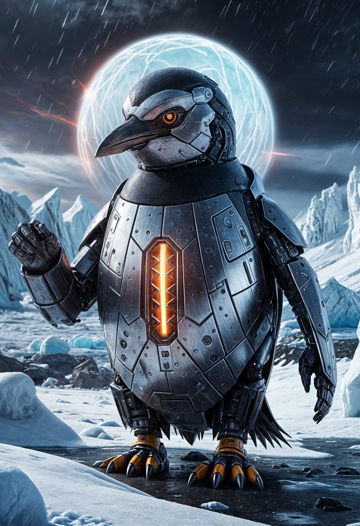 Surreal Robot Penguin Reigns Over Antarctica's Frosty Landsc...