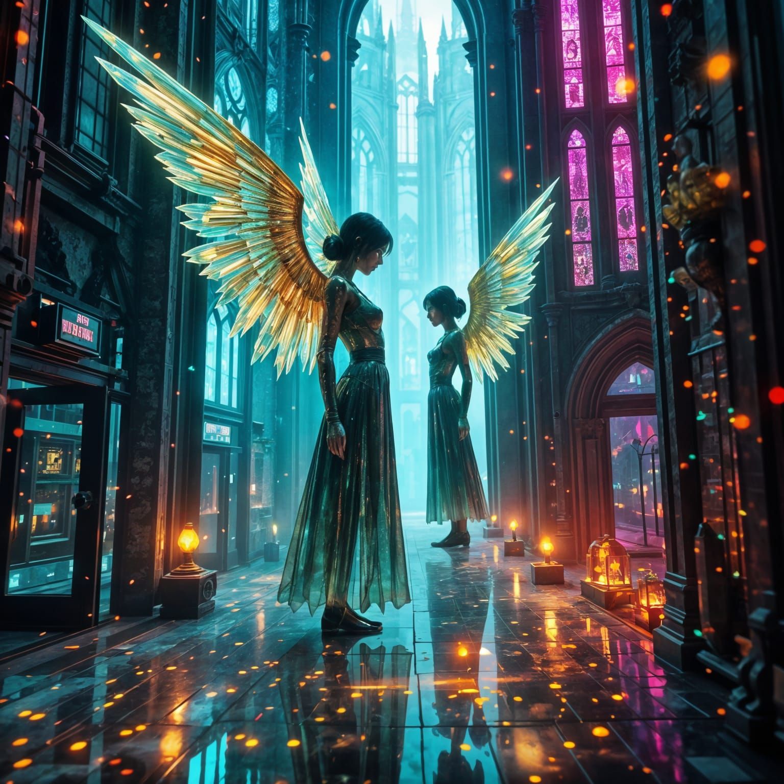 Angelic Cathedral in Gothic Digital Art Style