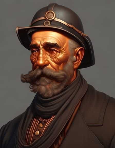 19th Century Coal Miner Portrait in Art Nouveau Style