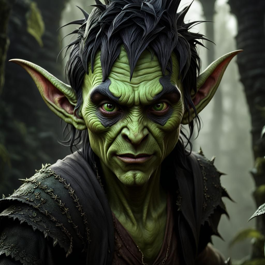 Eerie Goblin with War Paint: Digital Art