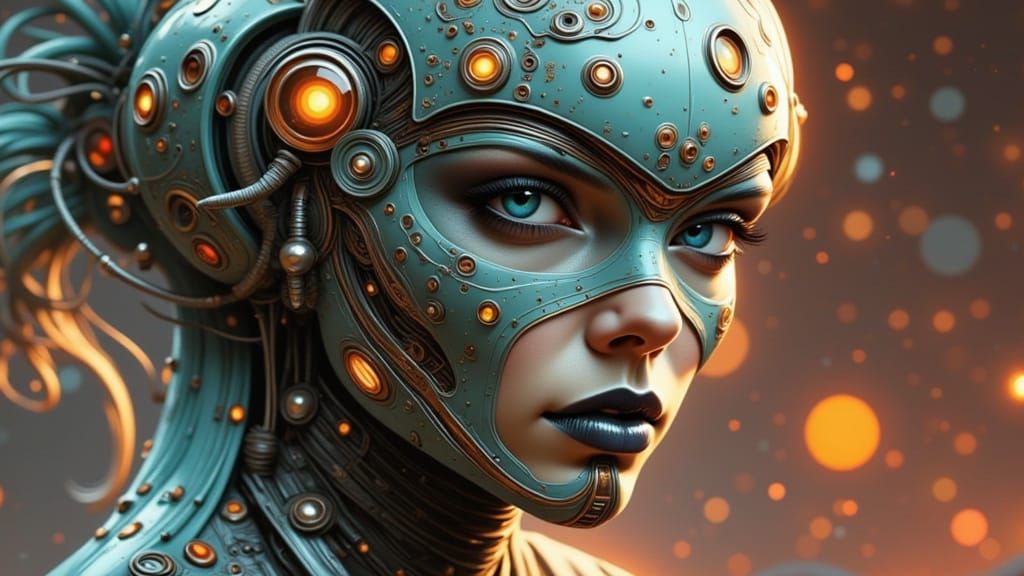 Alien Portrait in Vintage Futurism Style