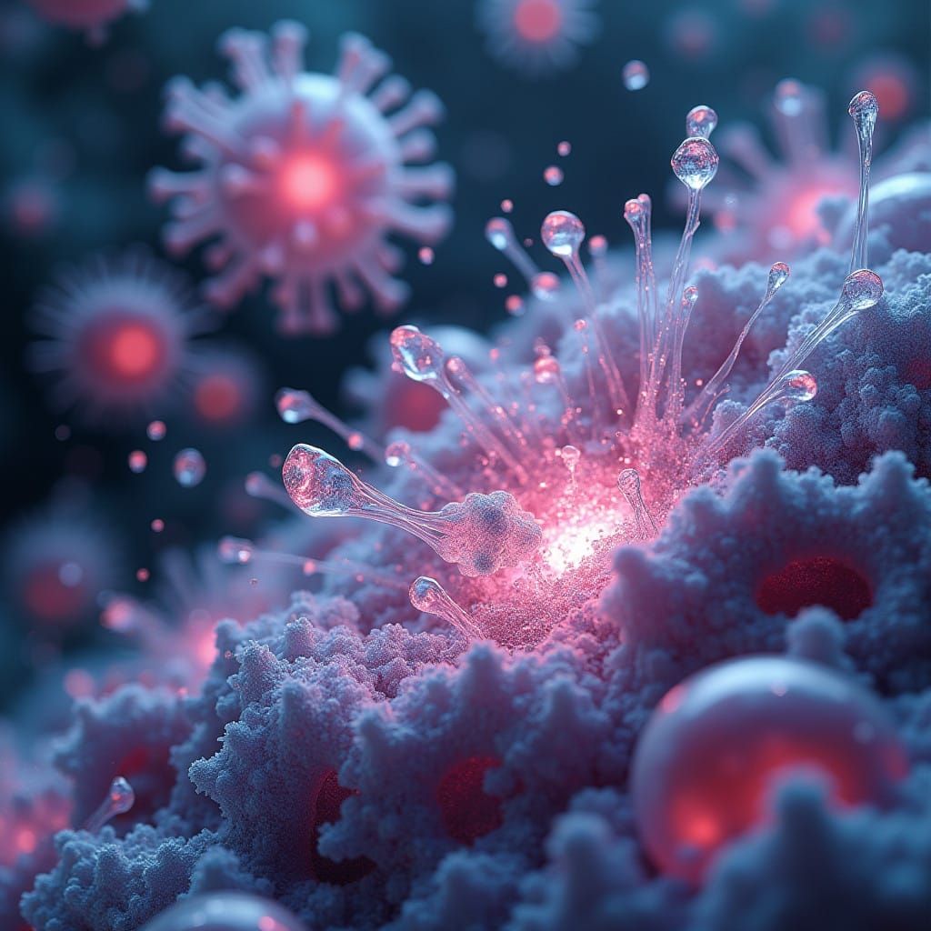 Microscopic Battle: Immune Cells vs. Viral Invaders in a Cos...