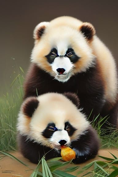 Mum and baby panda.