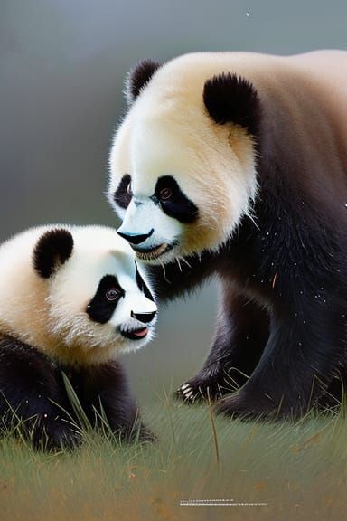 Mum and baby panda.