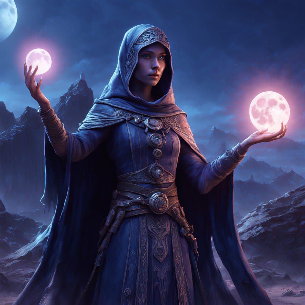 Ghostly Sorceress Rises in Alien Landscape