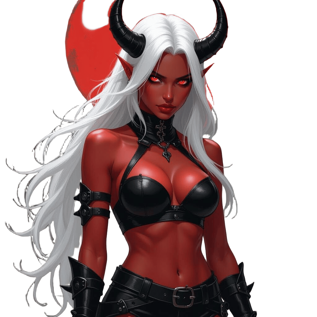Red Demon Woman in Dark Fantasy Style