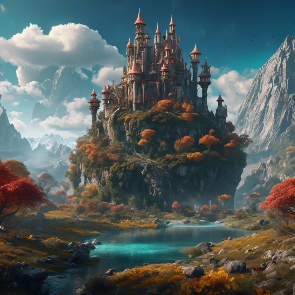 Detailed Fantasy Landscape in Matte Painting Style