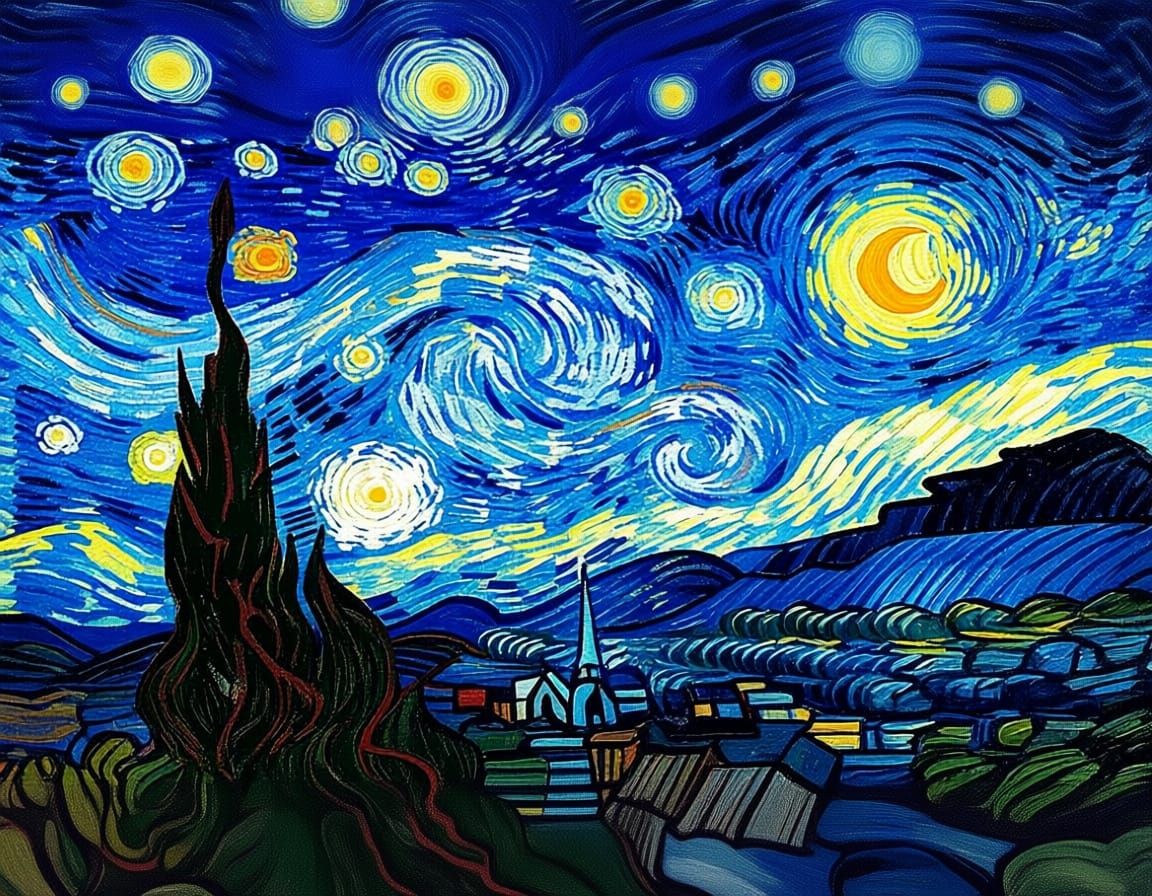 Starry Night Sky in Van Gogh Style