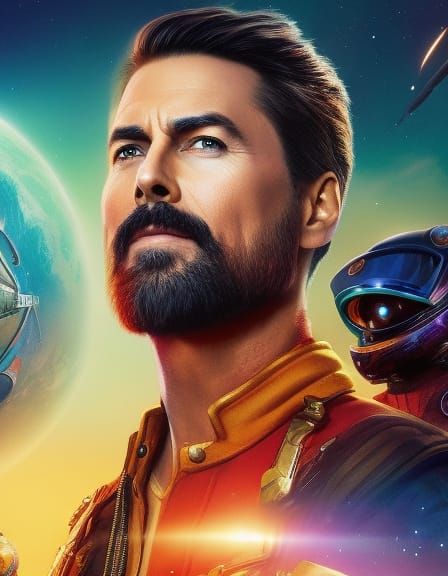 Charming Space Pirate Portrait in Watercolor Style