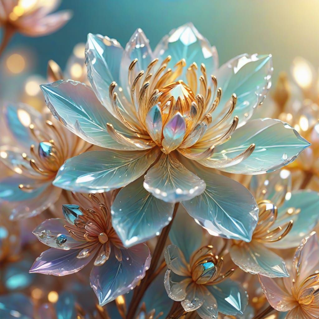 Crystal Flower Blooms in Digital Art