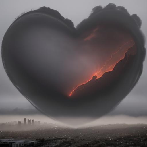 Giant Heart Over Foggy San Francisco Sky
