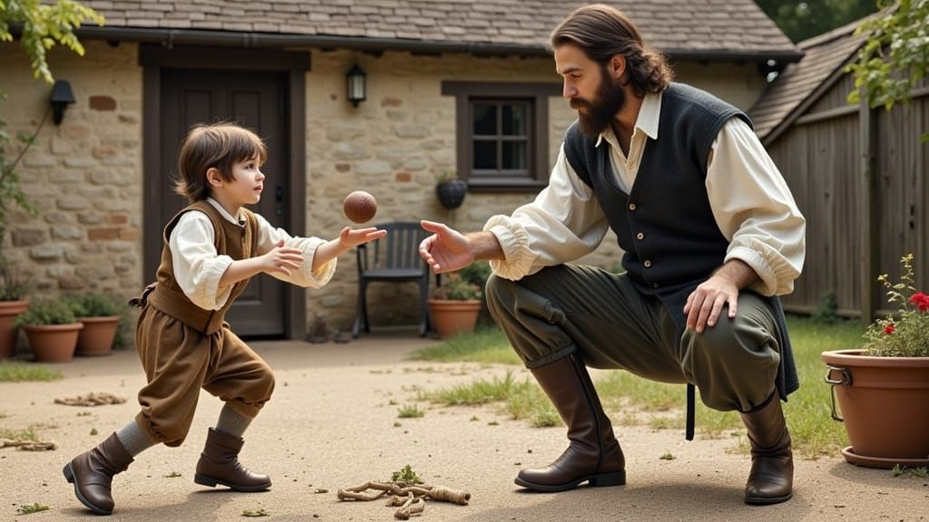 Shakespeare and Hamnet Playing Catch: Photorealistic Pastel ...