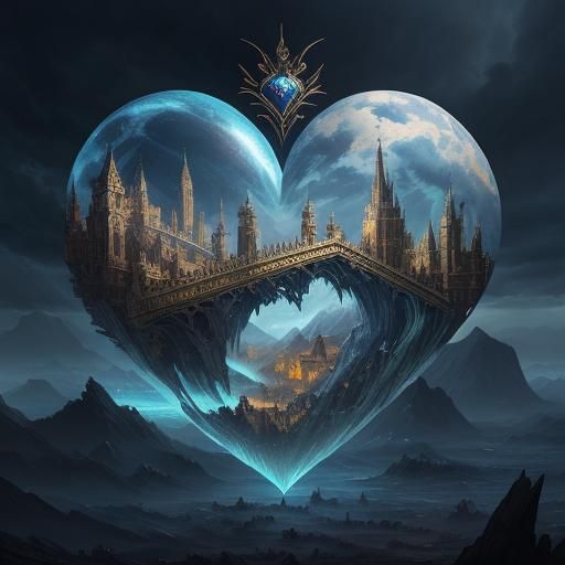 Dramatic Crystal Heart Digital Matte Painting