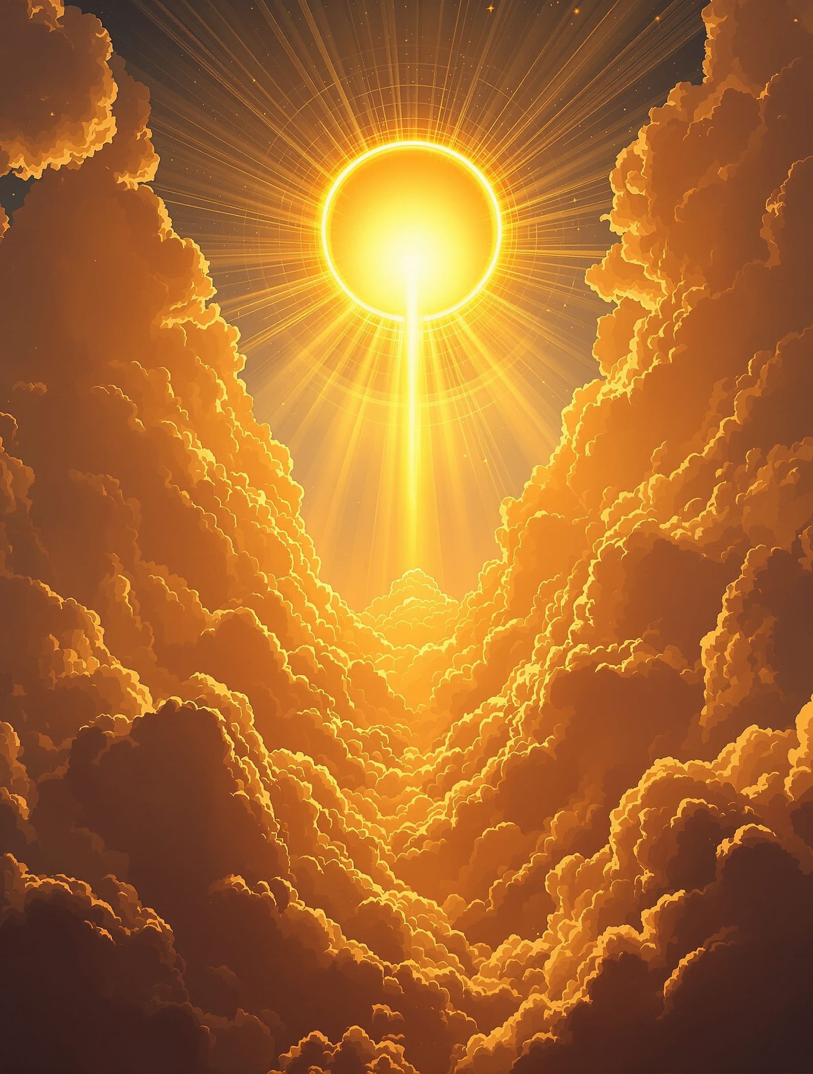 Radiant Halo Over Heroic Skyscape