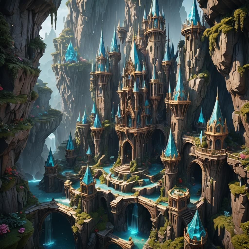 Fantastical Crystal Palace: Detailed Matte Painting
