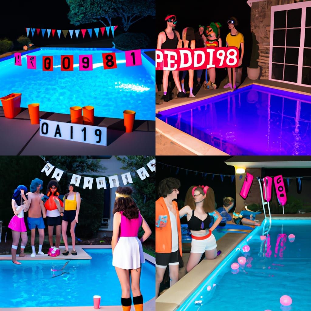 1980s Horror Movie Teen Pool Party