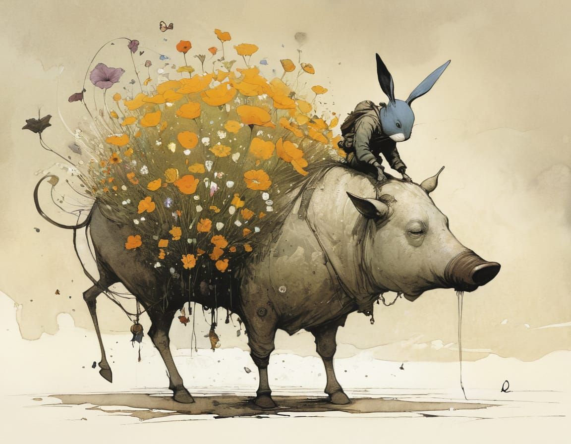 Whimsical Anthropomorphic Flowers Illustration