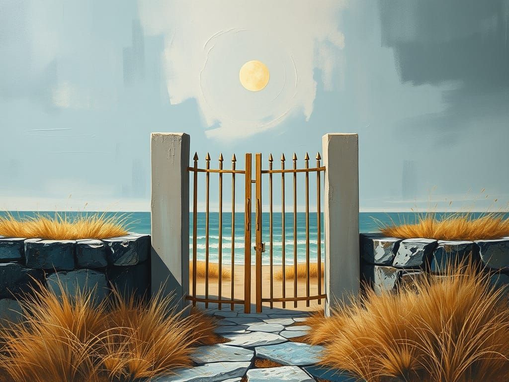 Apathetic Beach Gate in Vorticism Style