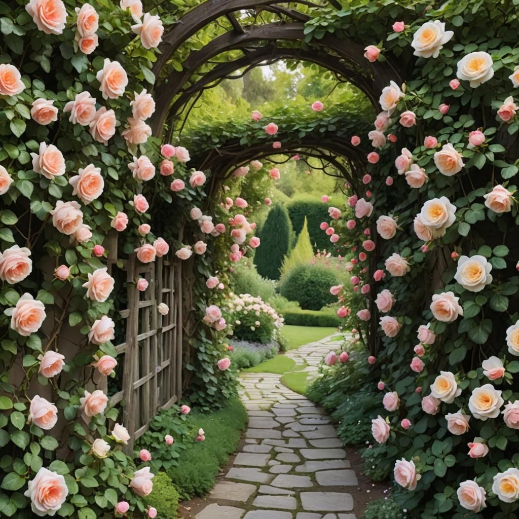 Tranquil Rose Garden Path
