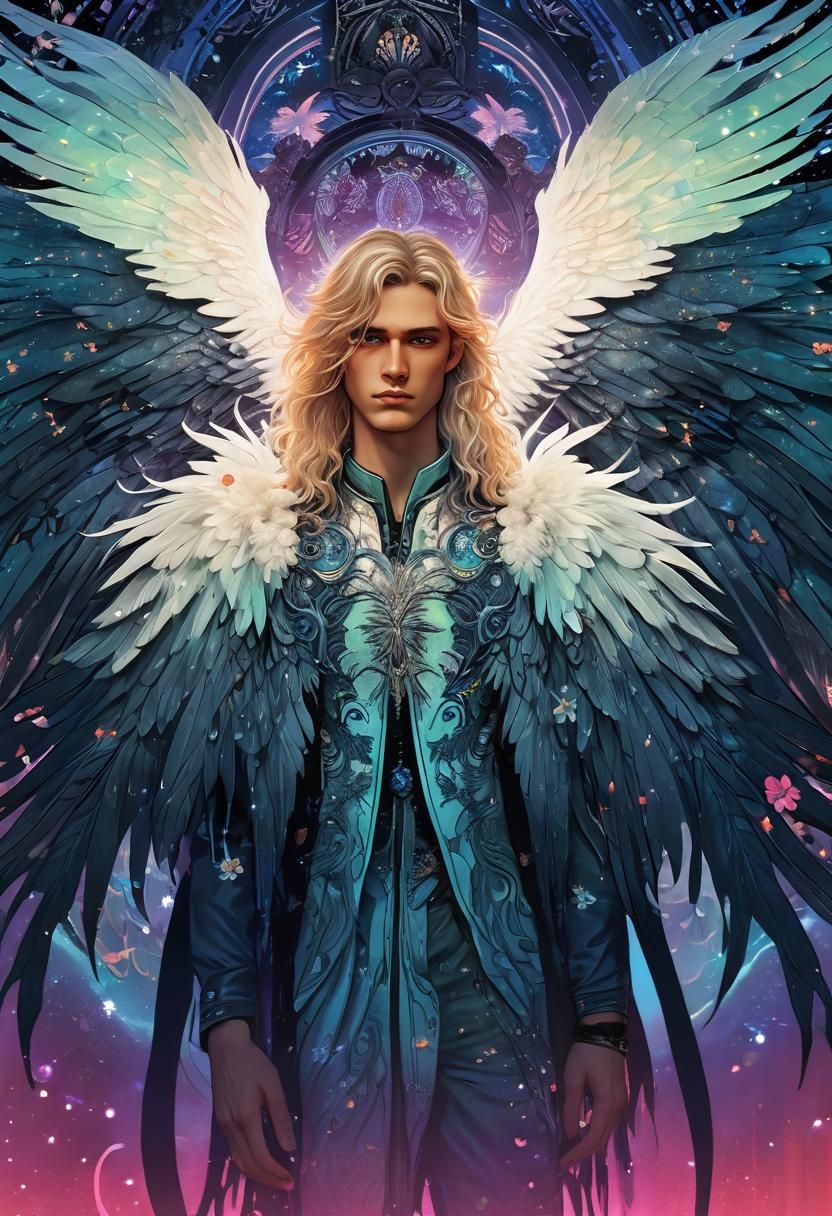 Gothic Angel in Neon Galaxy