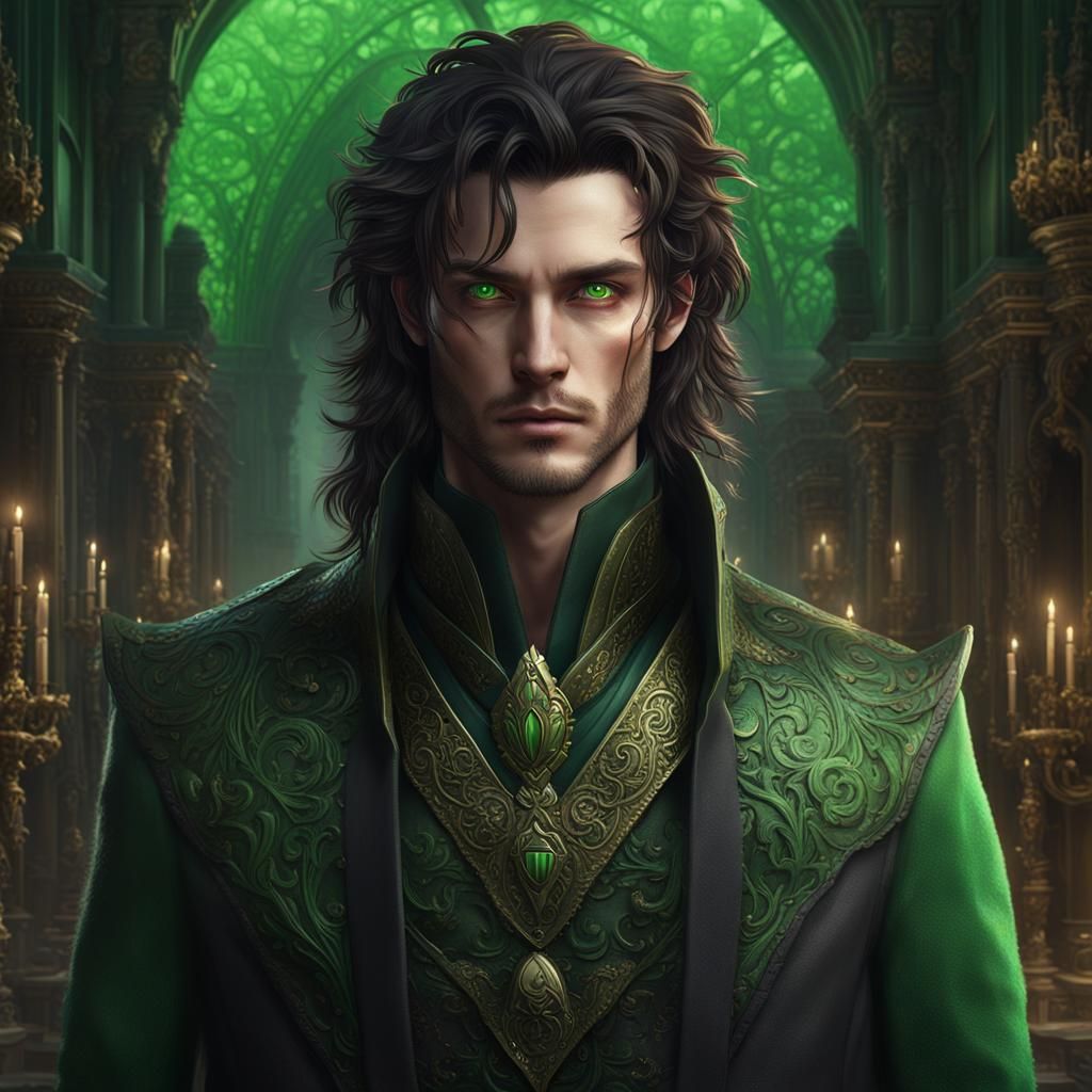 Fantasy Portrait of a Mysterious Green-Eyed Man
