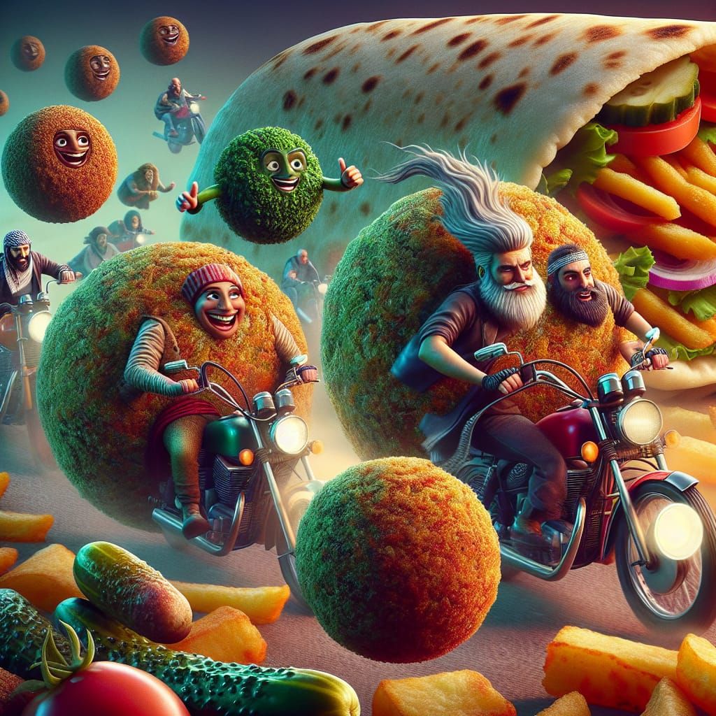 Falafel Motorcycle Gang in Pita Bread Arena