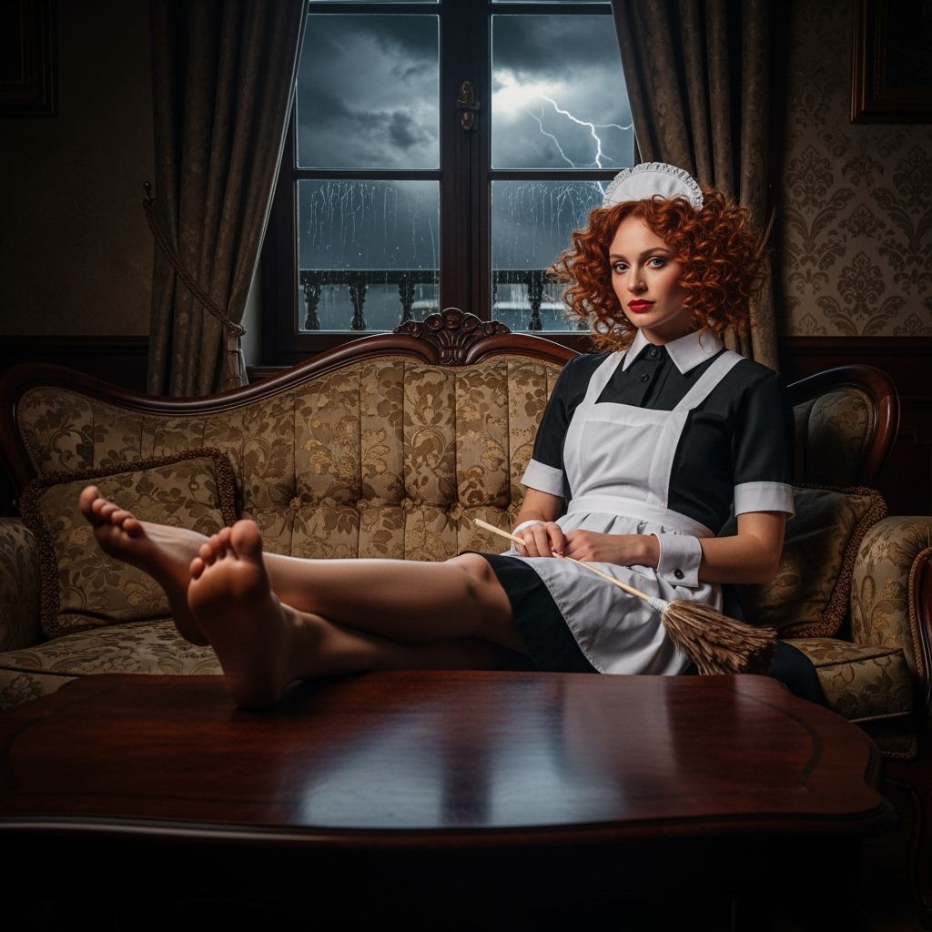 Maid on Break in Ornate Victorian Room