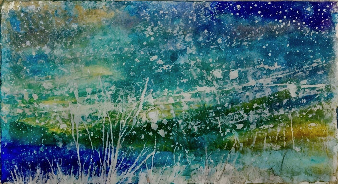 Textured Snowy Landscape in Impressionist Style