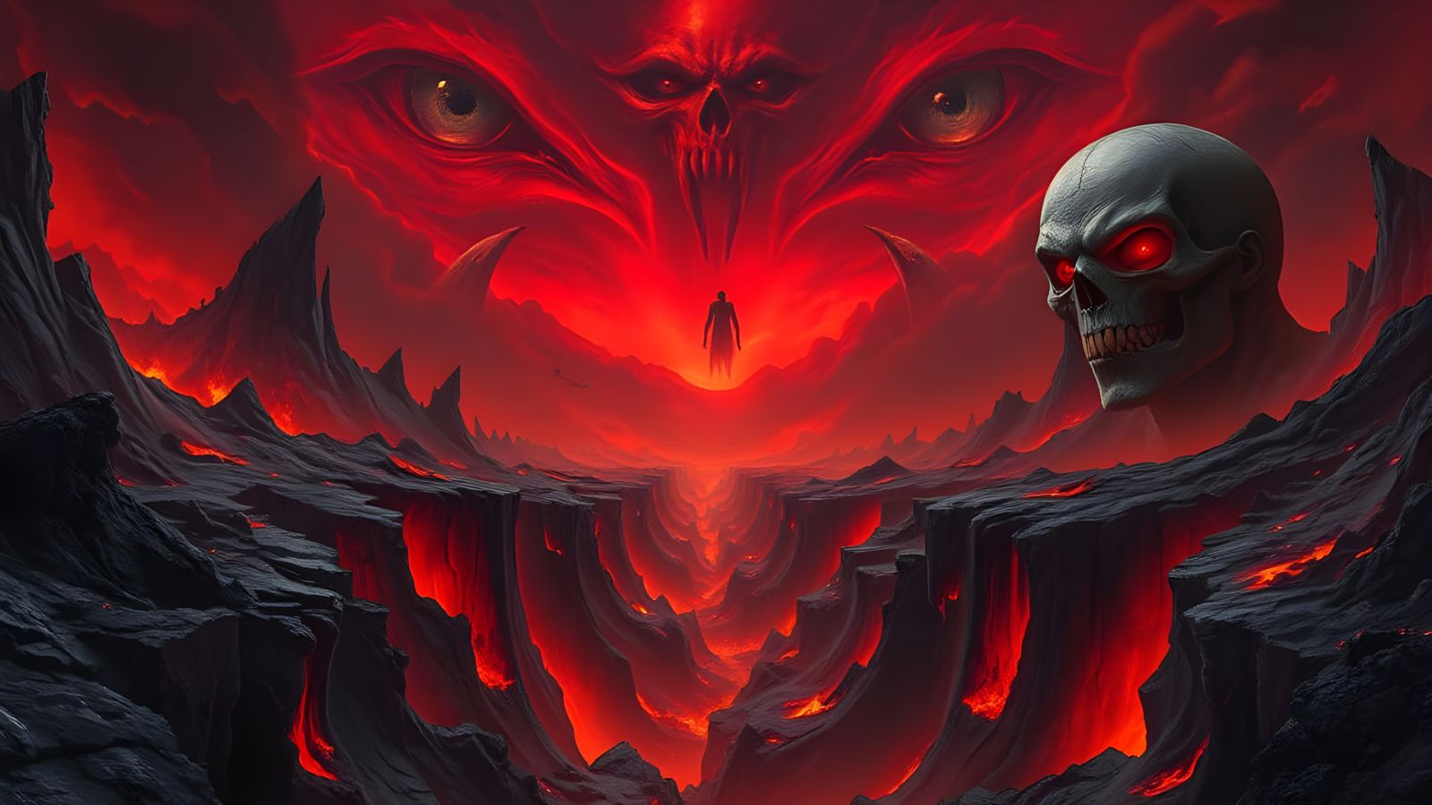 Eternal Infernal Landscape in Realistic Terror Style