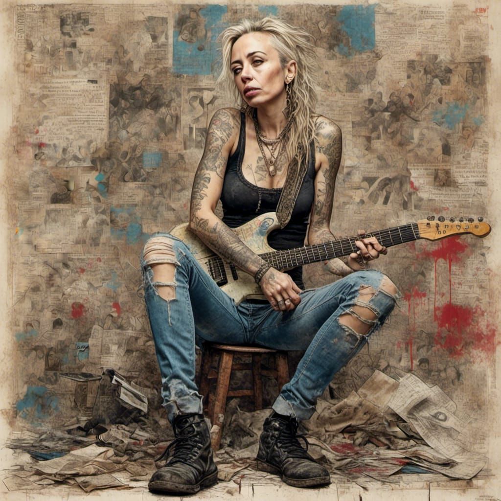 Trans Woman Rocker in Grunge Style