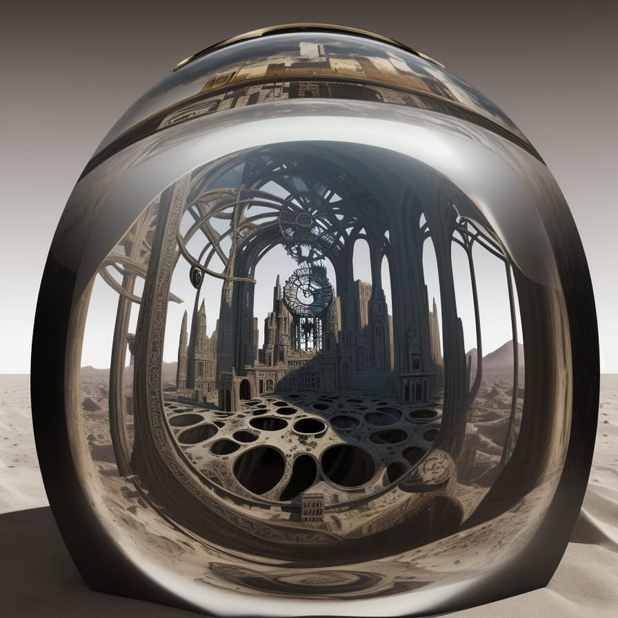 Surreal Desert Landscape with Melting Clocks and Warped Pers...