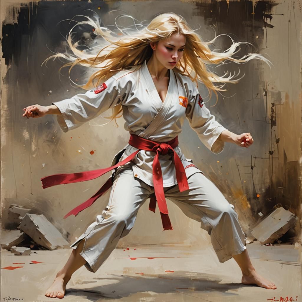 Female Martial Artist in Romantic Realism Style
