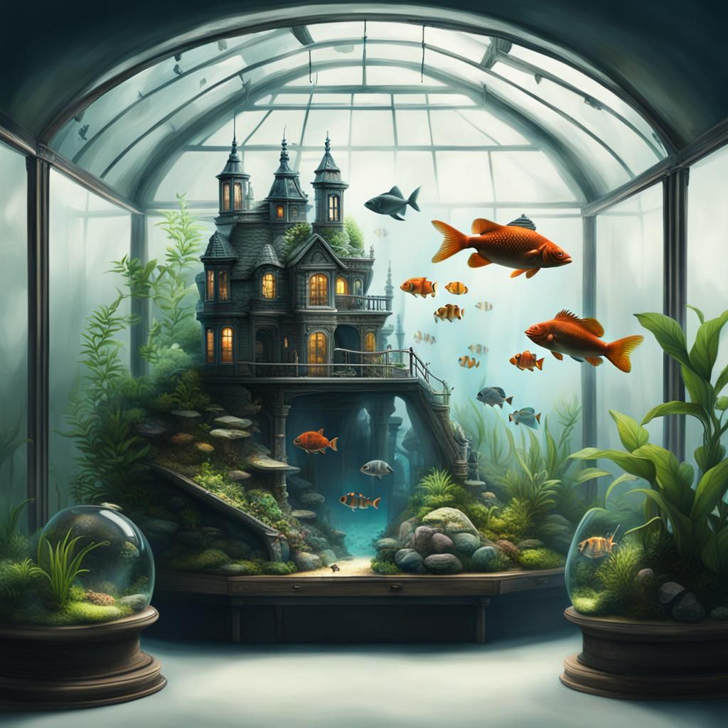 Aquarium Inside Terrarium: Digital Matte Painting