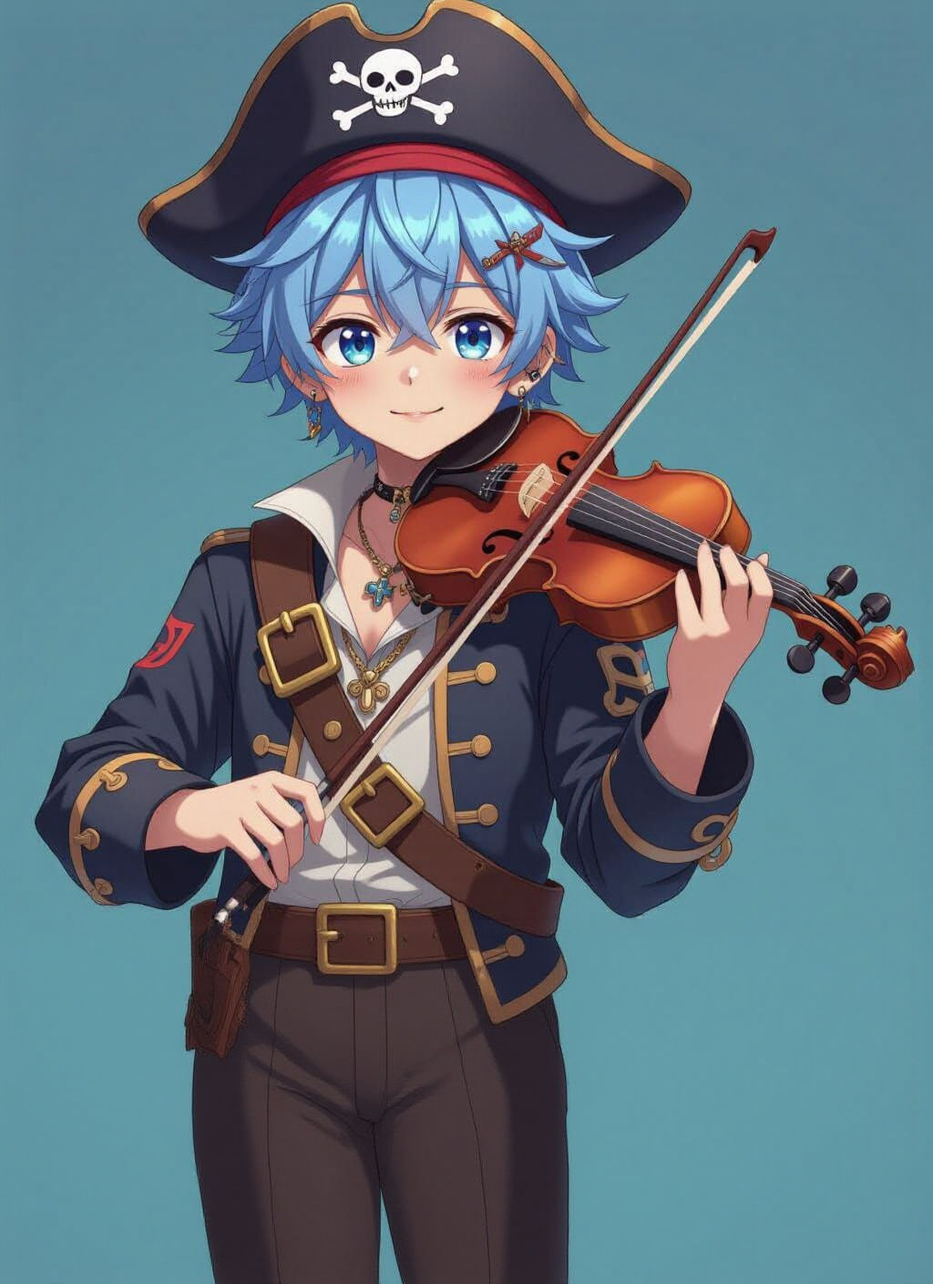 Anime Pirate Musician in 3D Rendered Style